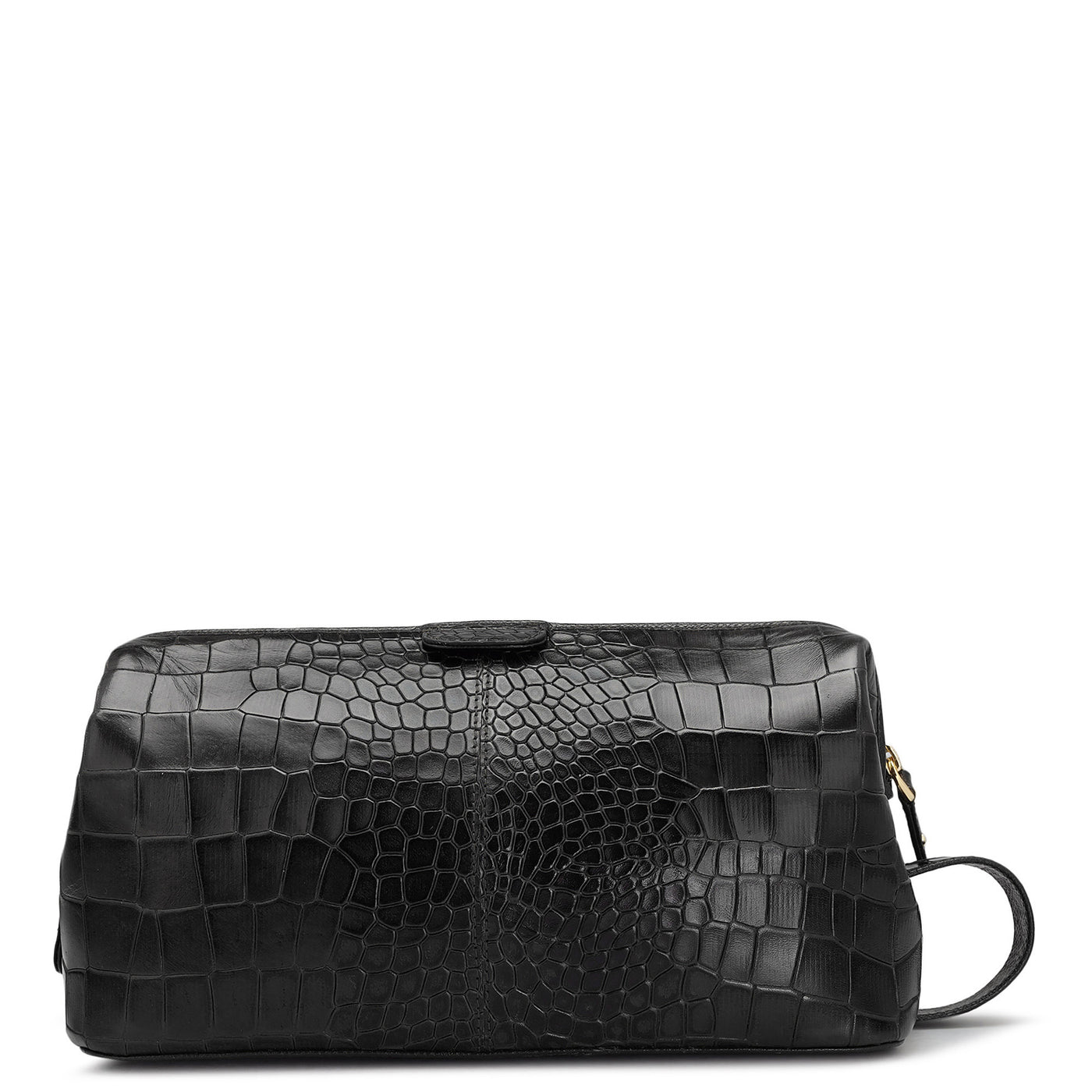 Croco Leather Vanity Pouch - Black