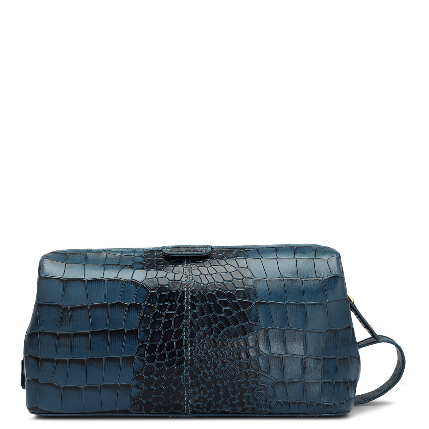 Croco Leather Vanity Pouch - Ocean