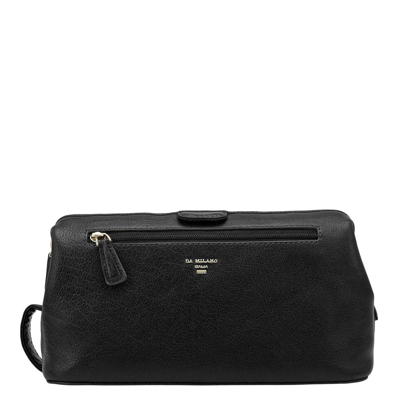 Elephant Pattern Leather Vanity Pouch - Black