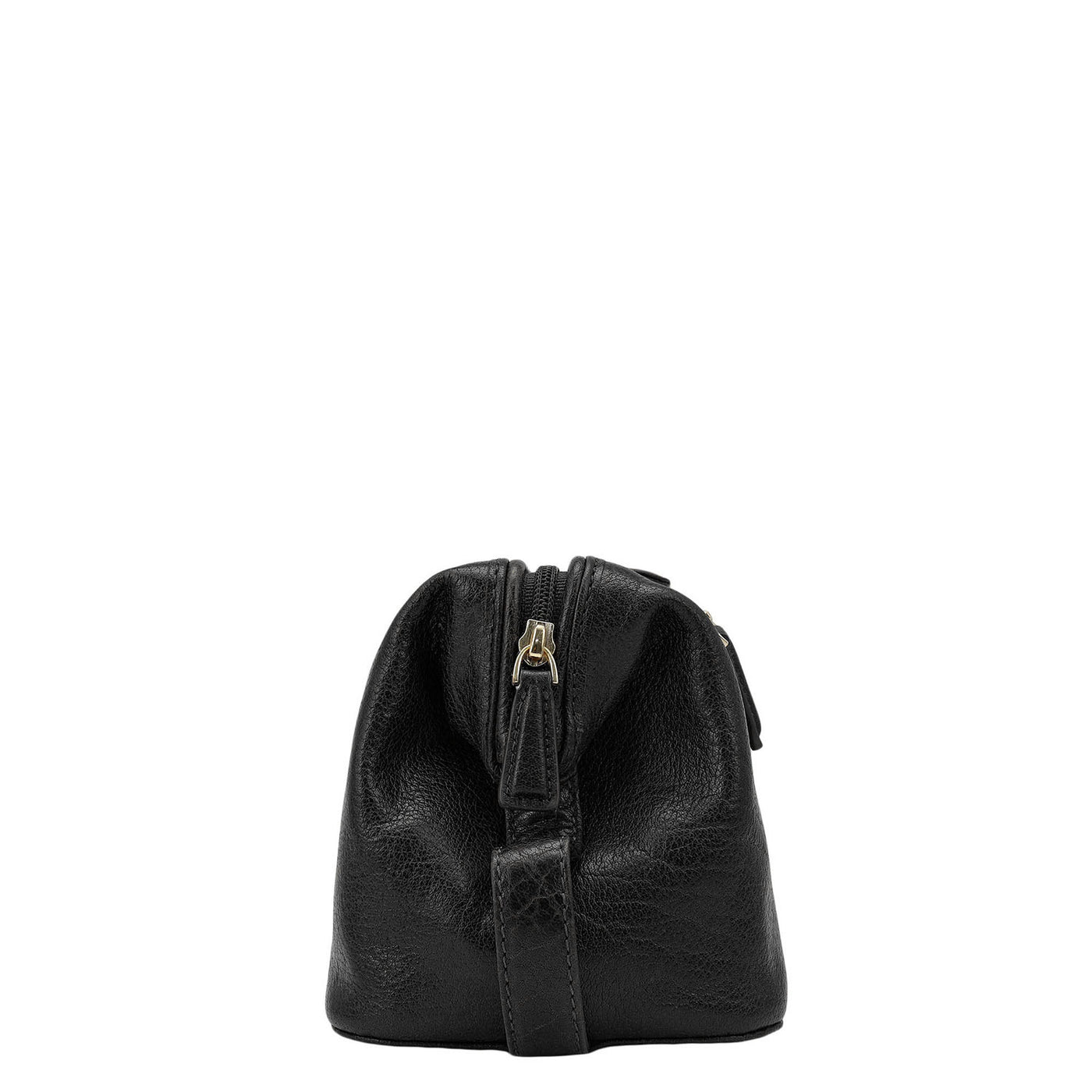 Elephant Pattern Leather Vanity Pouch - Black
