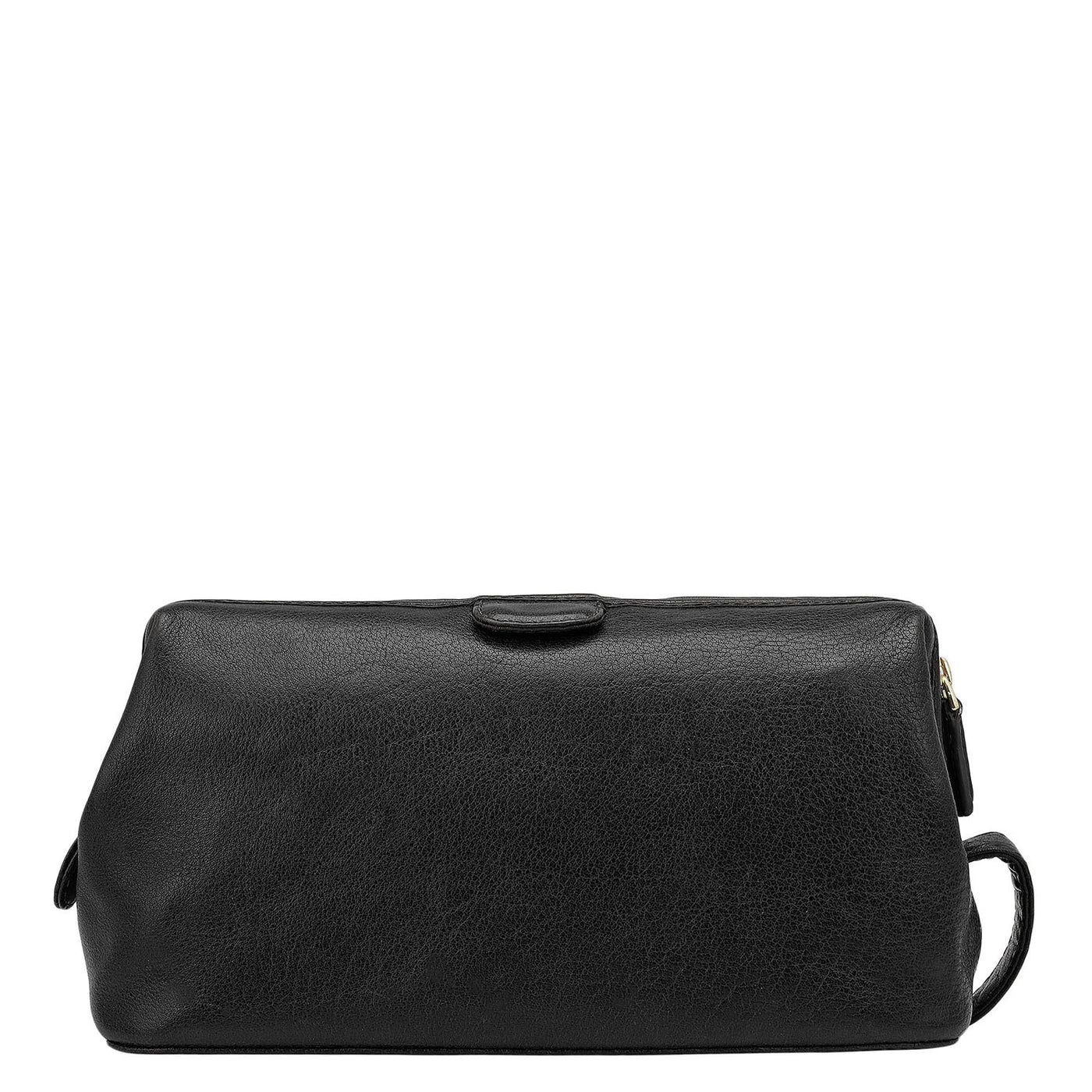 Elephant Pattern Leather Vanity Pouch - Black