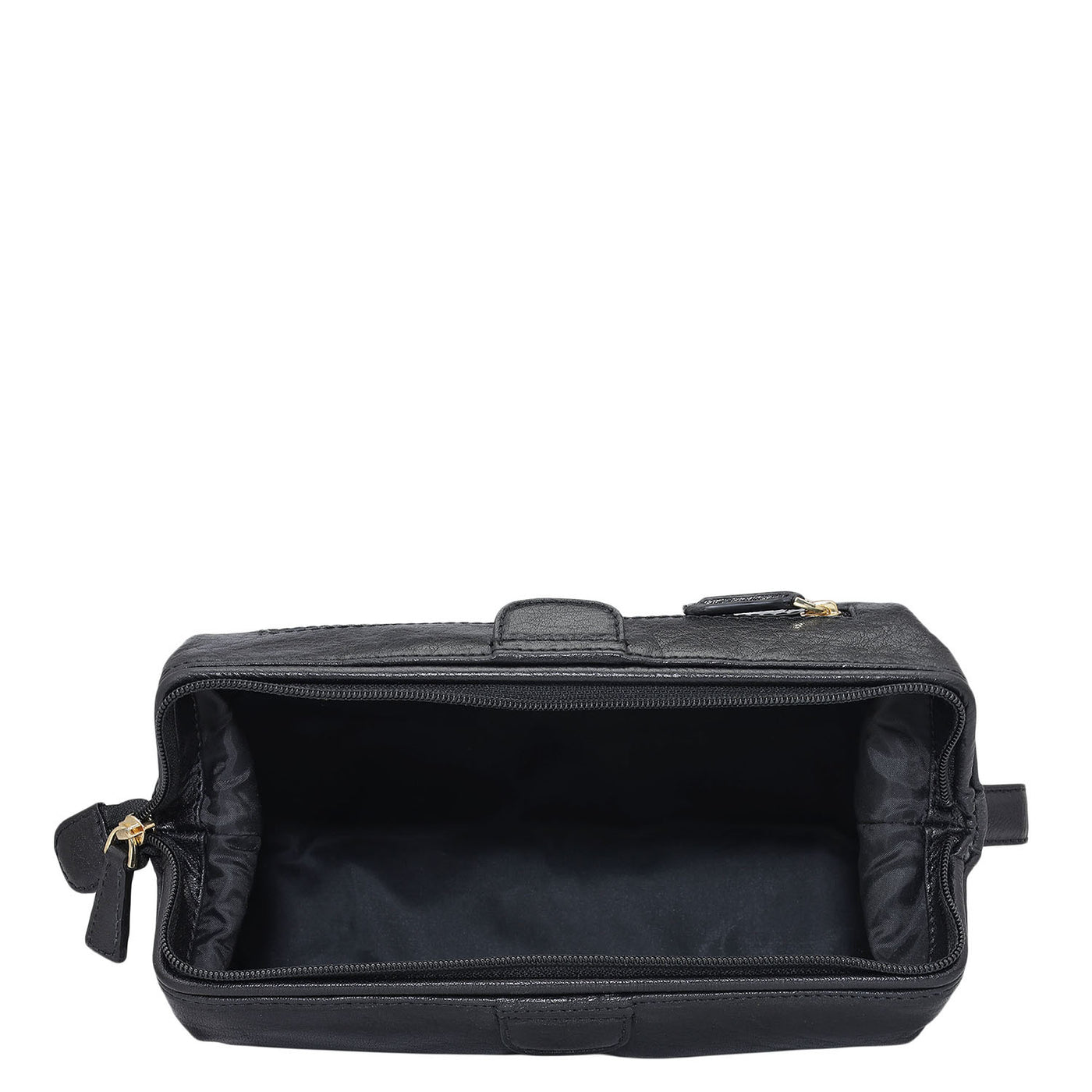 Elephant Pattern Leather Vanity Pouch - Black
