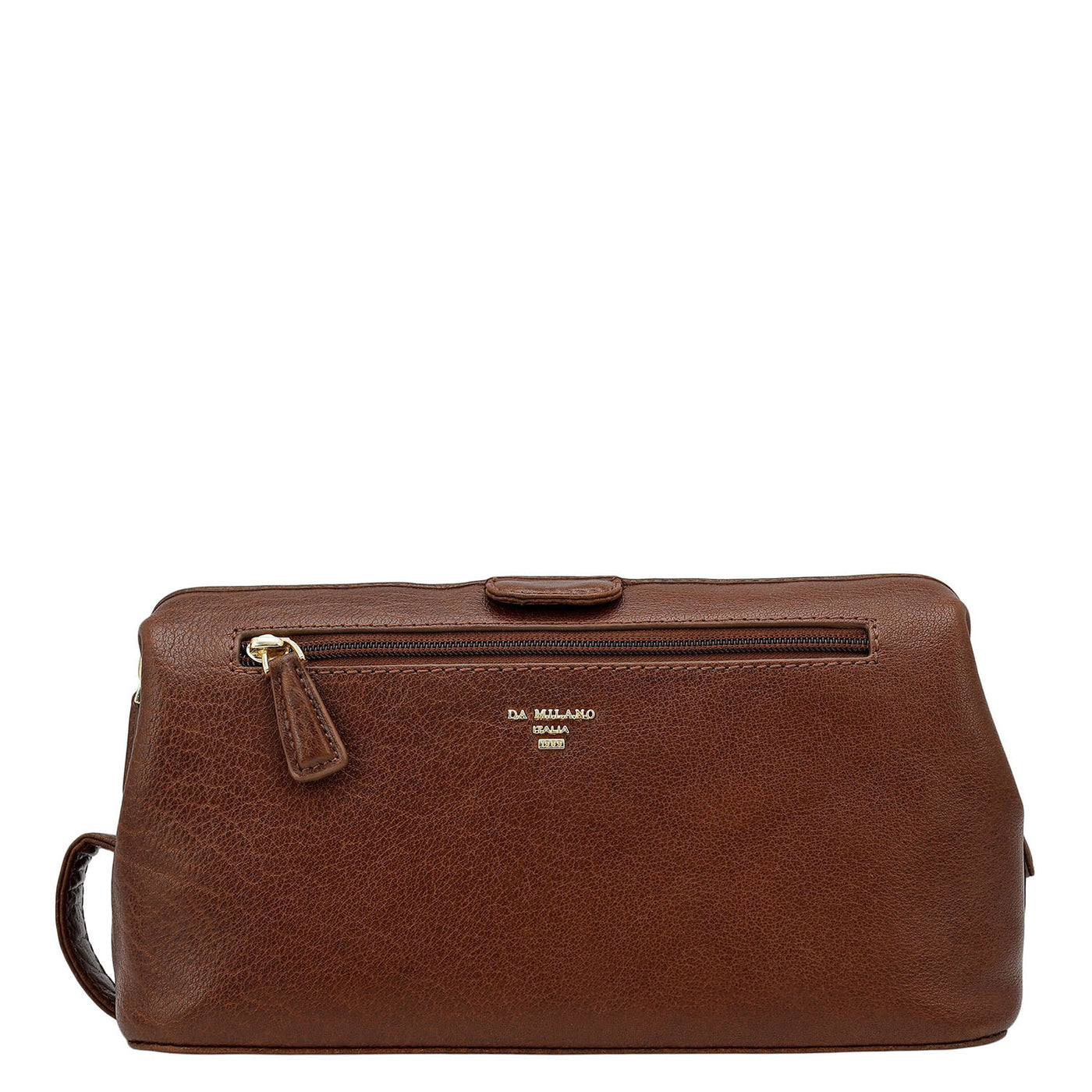 Elephant Pattern Leather Vanity Pouch - Brown