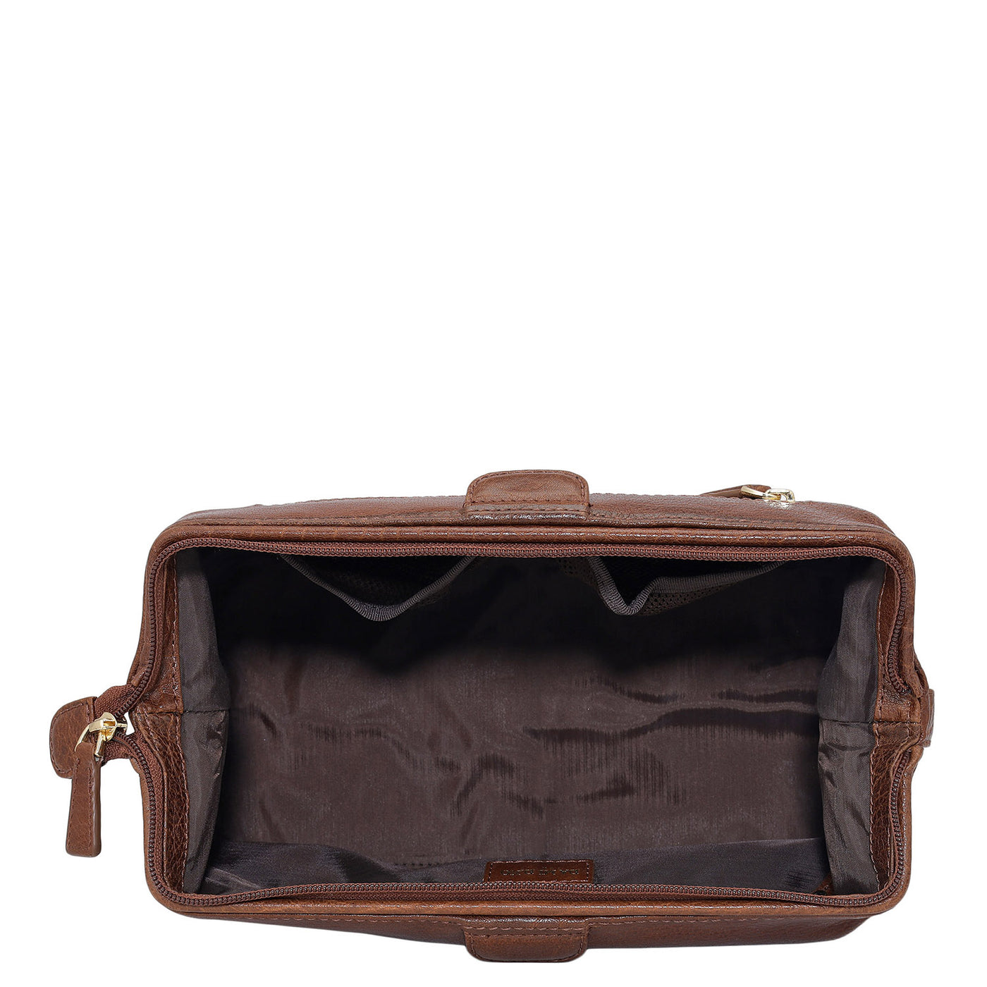 Elephant Pattern Leather Vanity Pouch - Brown