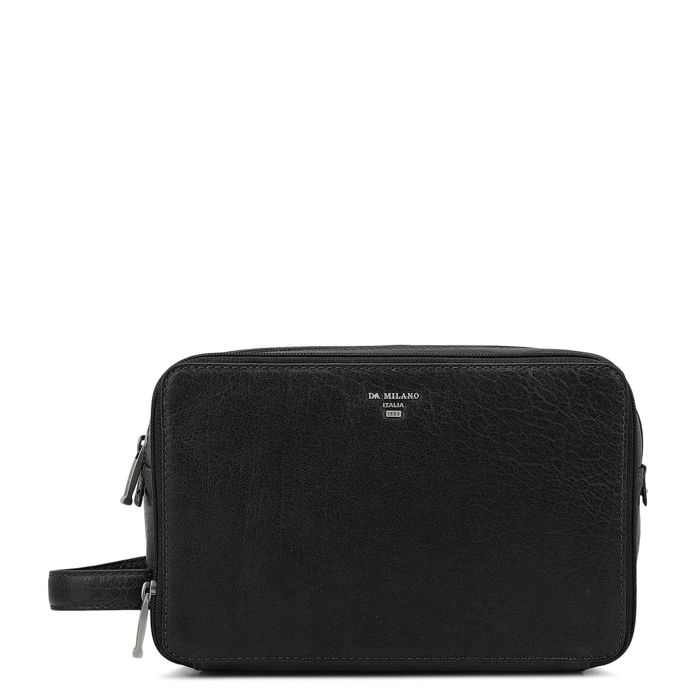 Elephant Pattern Leather Vanity Pouch - Black