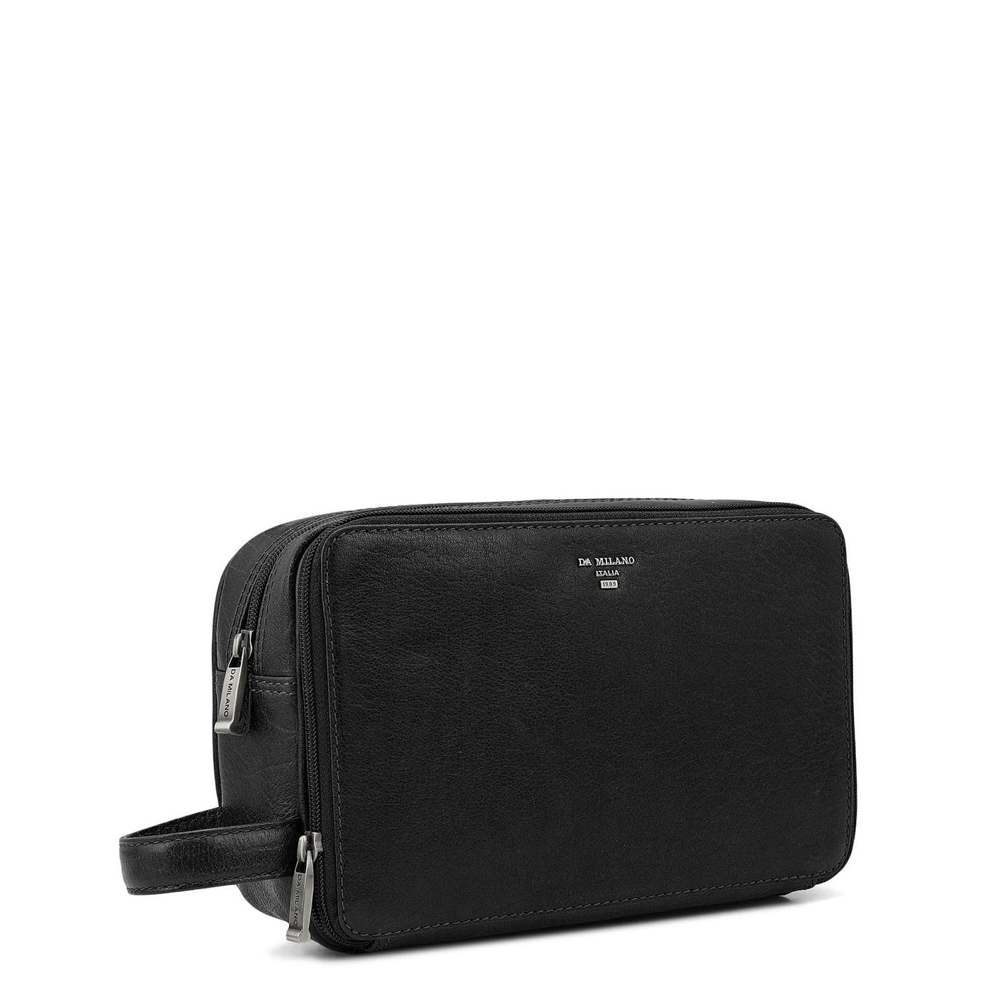 Elephant Pattern Leather Vanity Pouch - Black