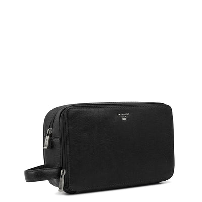 Elephant Pattern Leather Vanity Pouch - Black