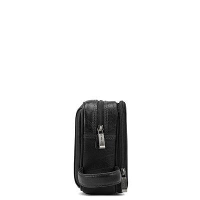 Elephant Pattern Leather Vanity Pouch - Black