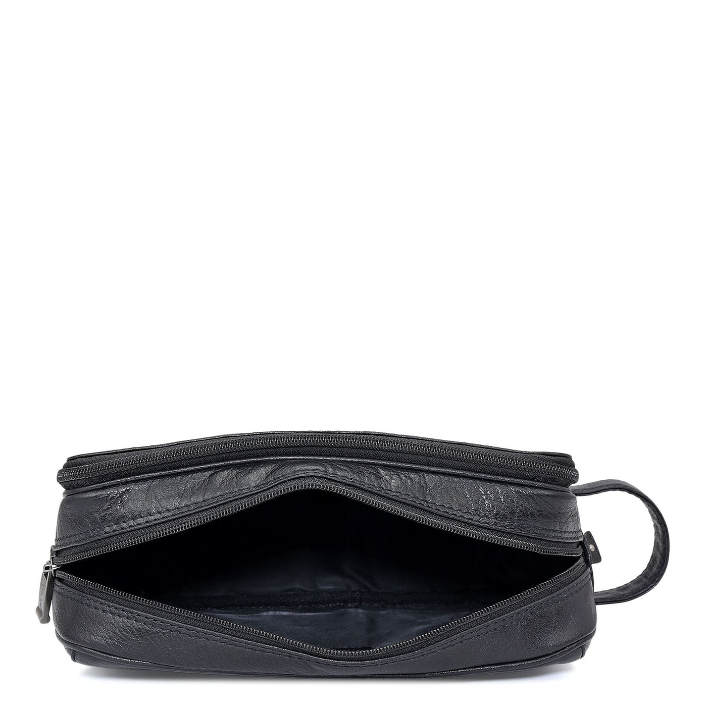 Elephant Pattern Leather Vanity Pouch - Black
