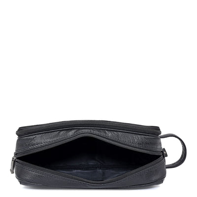 Elephant Pattern Leather Vanity Pouch - Black