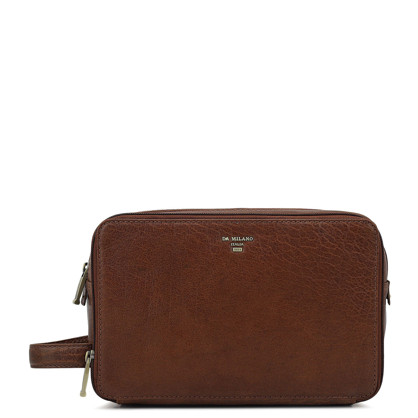 Elephant Pattern Leather Vanity Pouch - Brown