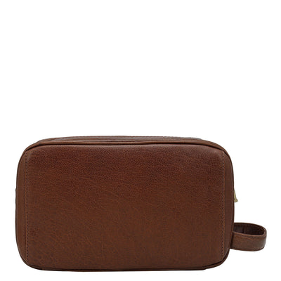 Elephant Pattern Leather Vanity Pouch - Brown