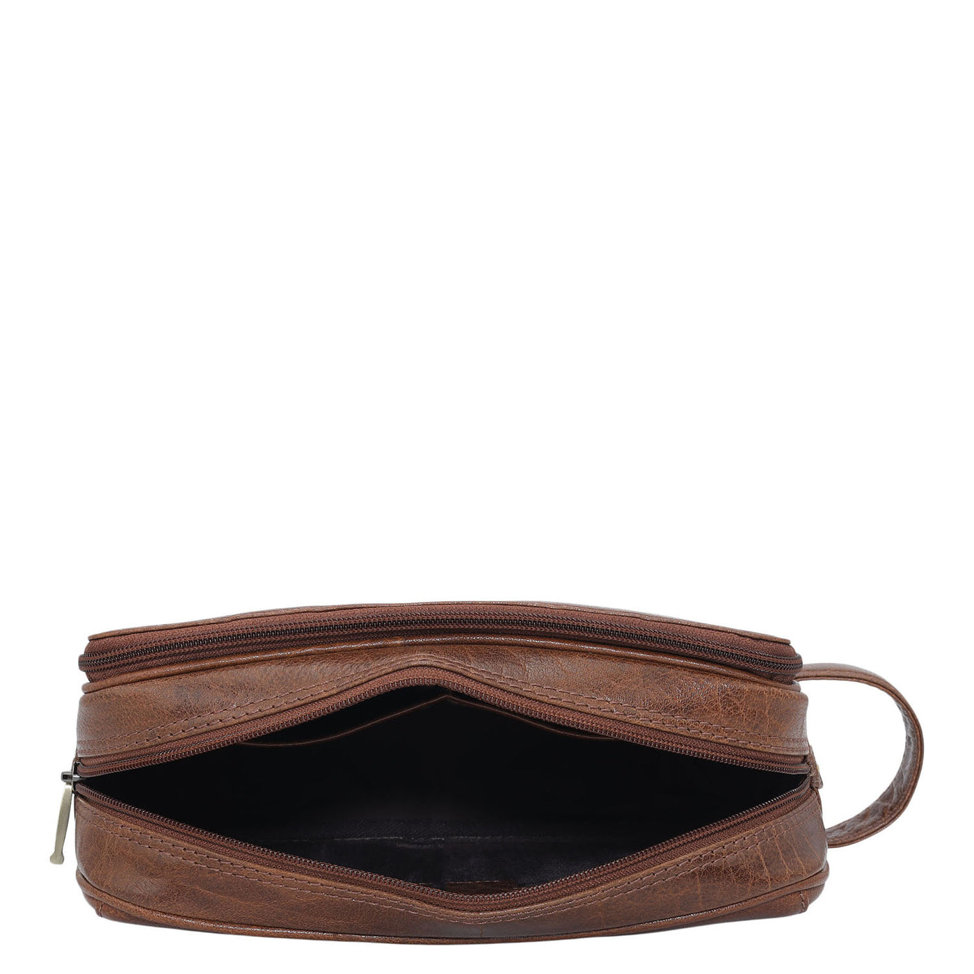 Elephant Pattern Leather Vanity Pouch - Brown