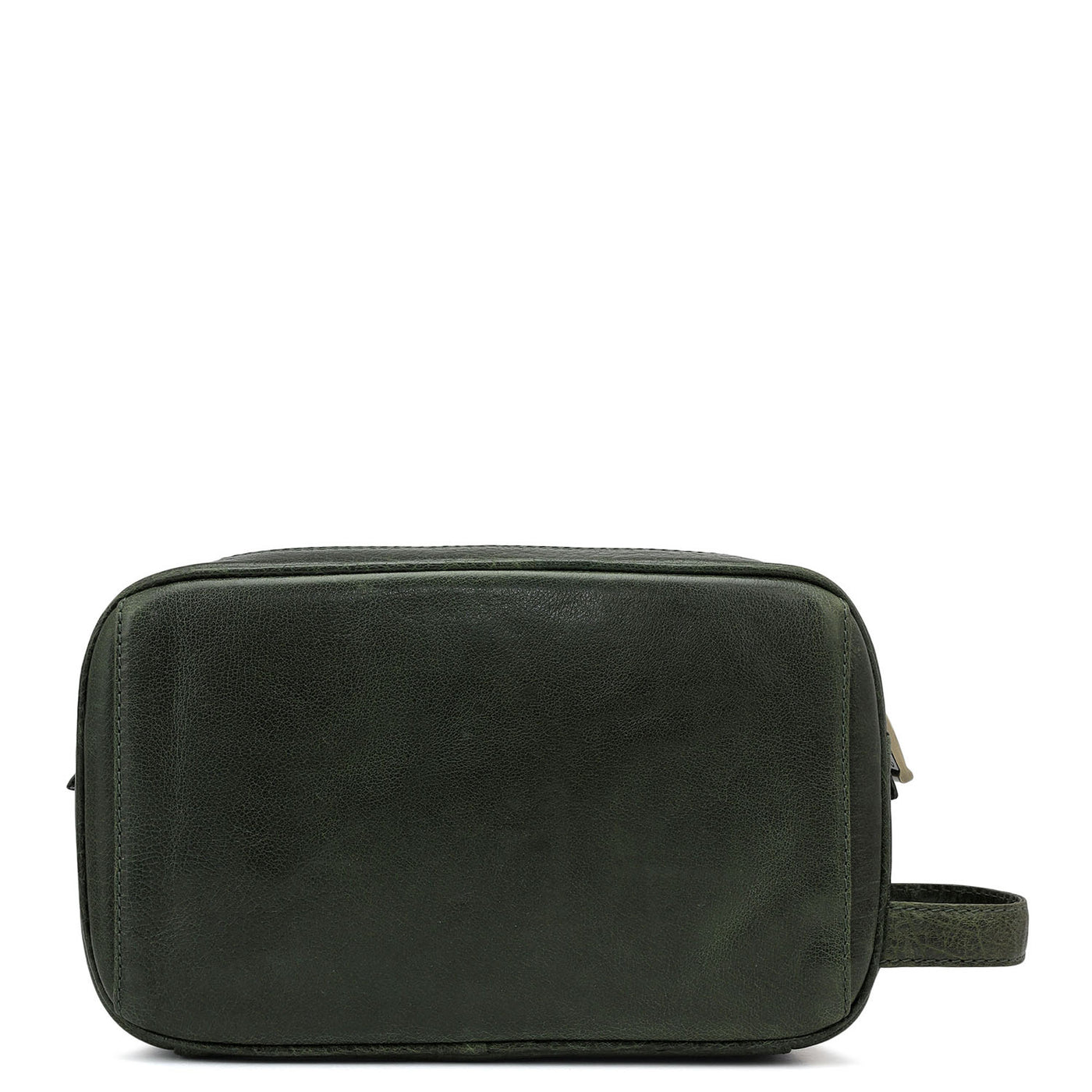 Elephant Pattern Leather Vanity Pouch - Petrol Green