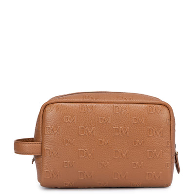 Monogram Wax Leather Vanity Pouch - Cognac