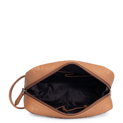 Monogram Wax Leather Vanity Pouch - Cognac