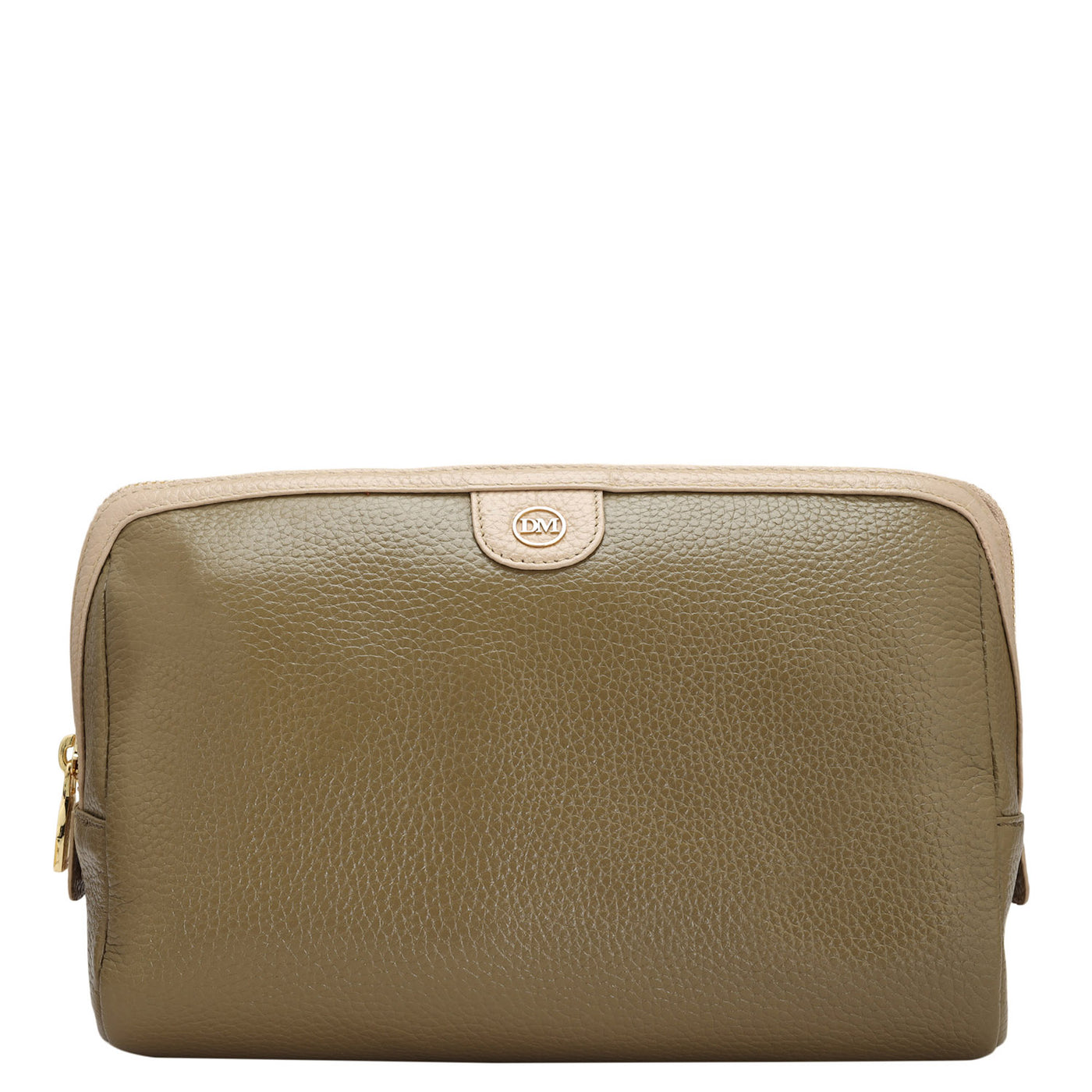 Wax Leather Vanity Pouch - Olive