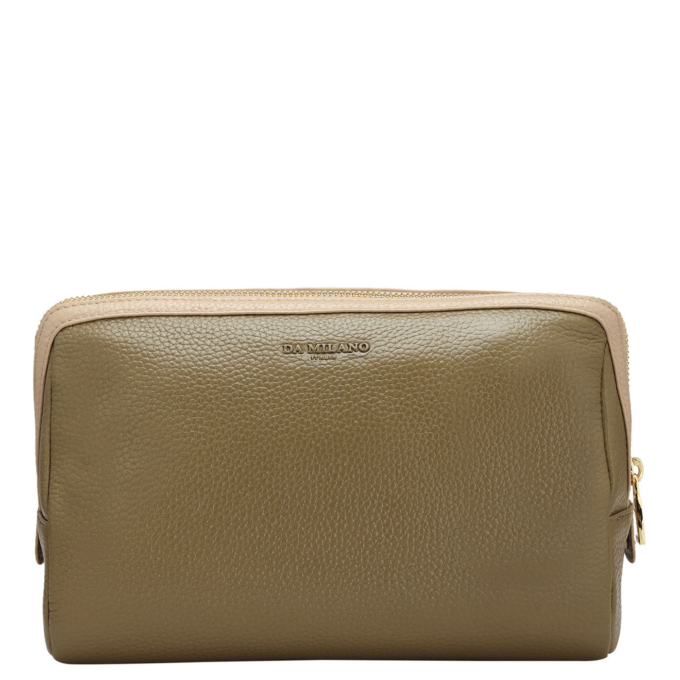 Wax Leather Vanity Pouch - Olive