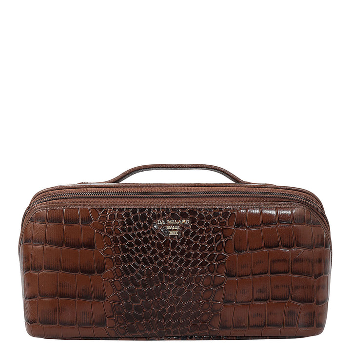 Croco Leather Vanity Pouch - Date