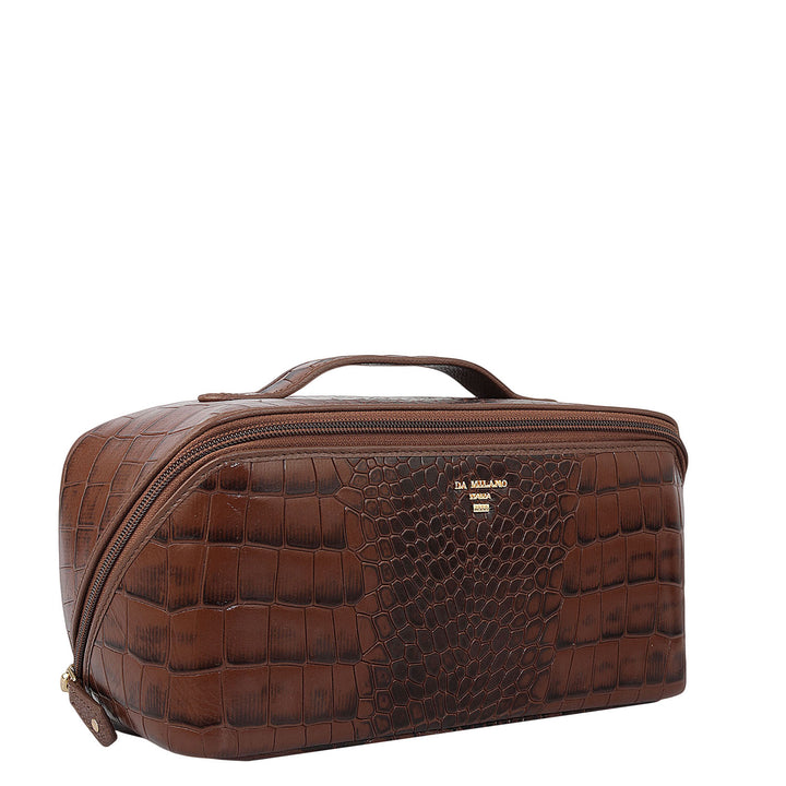 Croco Leather Vanity Pouch - Date
