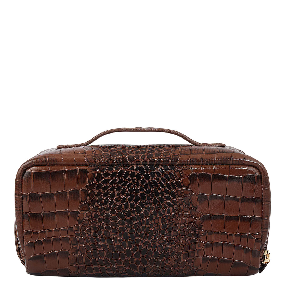 Croco Leather Vanity Pouch - Date