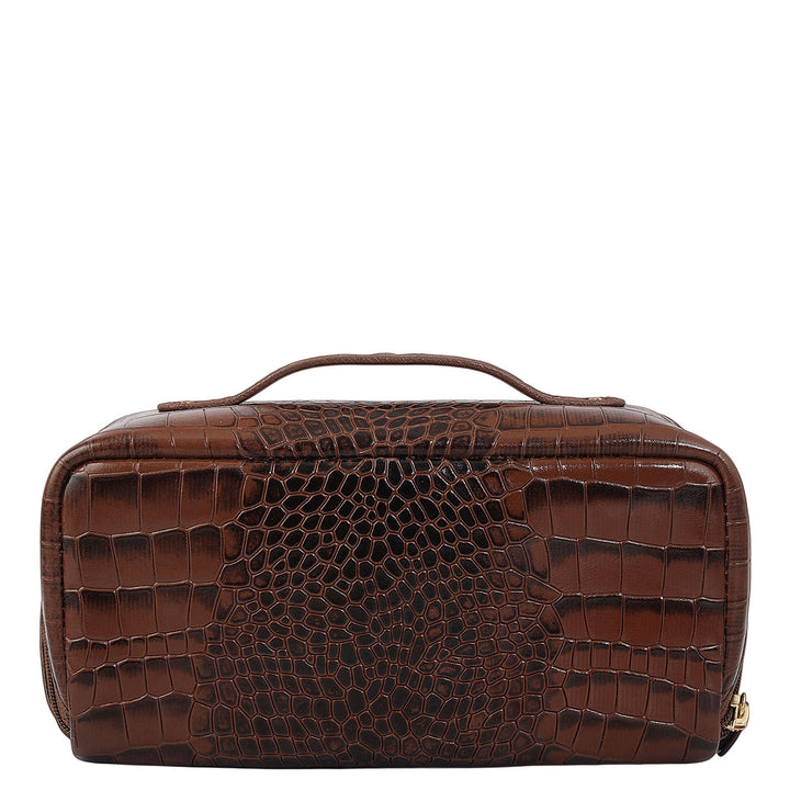 Croco Leather Vanity Pouch - Date