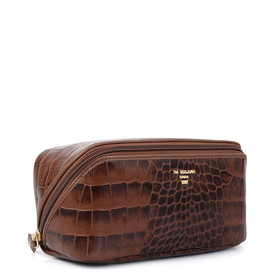 Croco Leather Vanity Pouch - Date