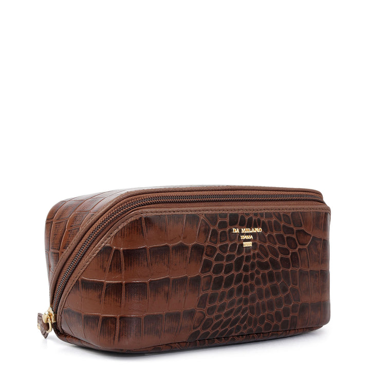 Croco Leather Vanity Pouch - Date