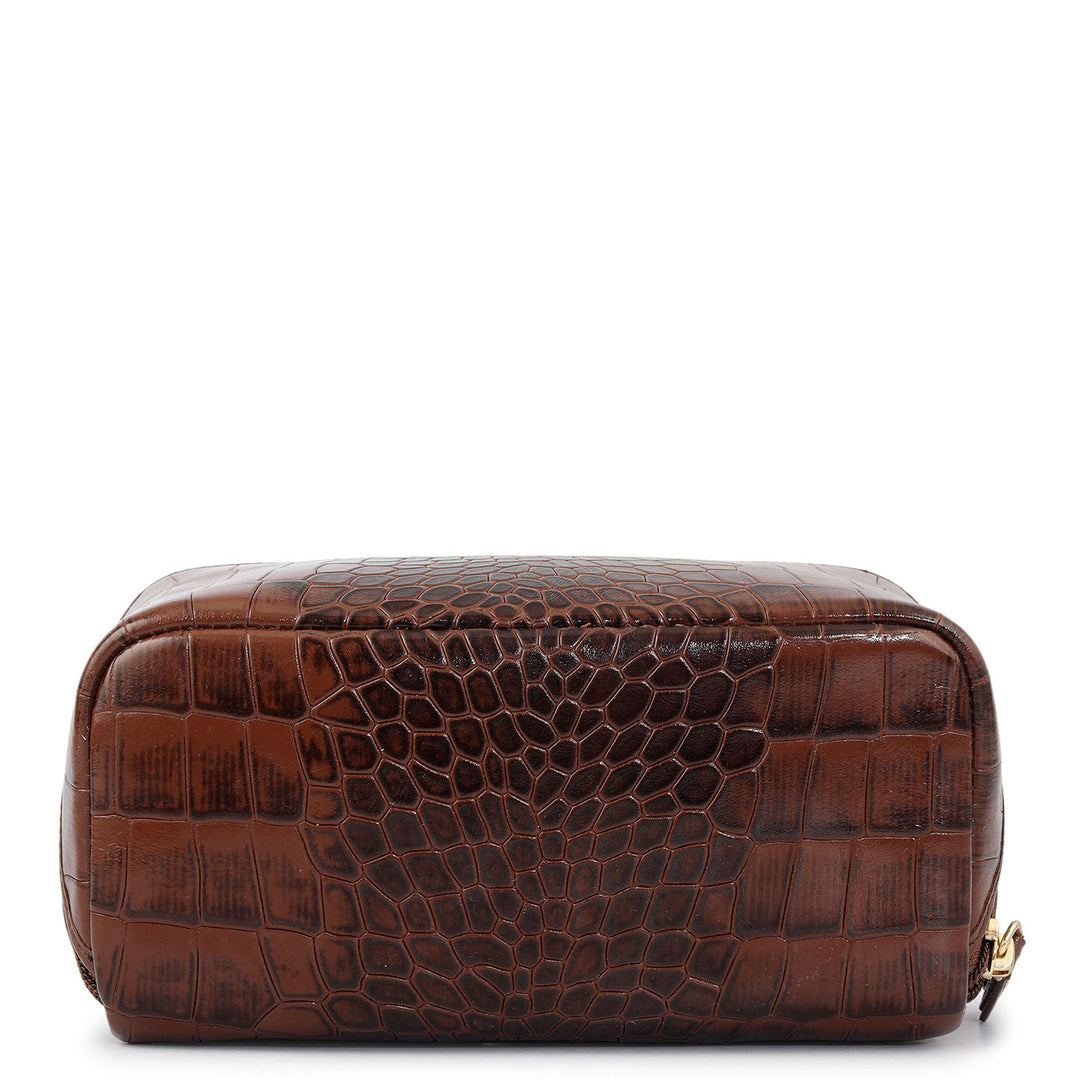 Croco Leather Vanity Pouch - Date