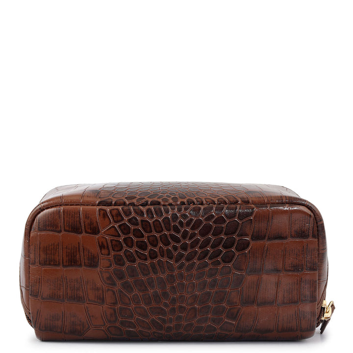 Croco Leather Vanity Pouch - Date