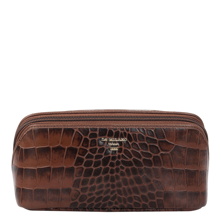 Croco Leather Vanity Pouch - Date