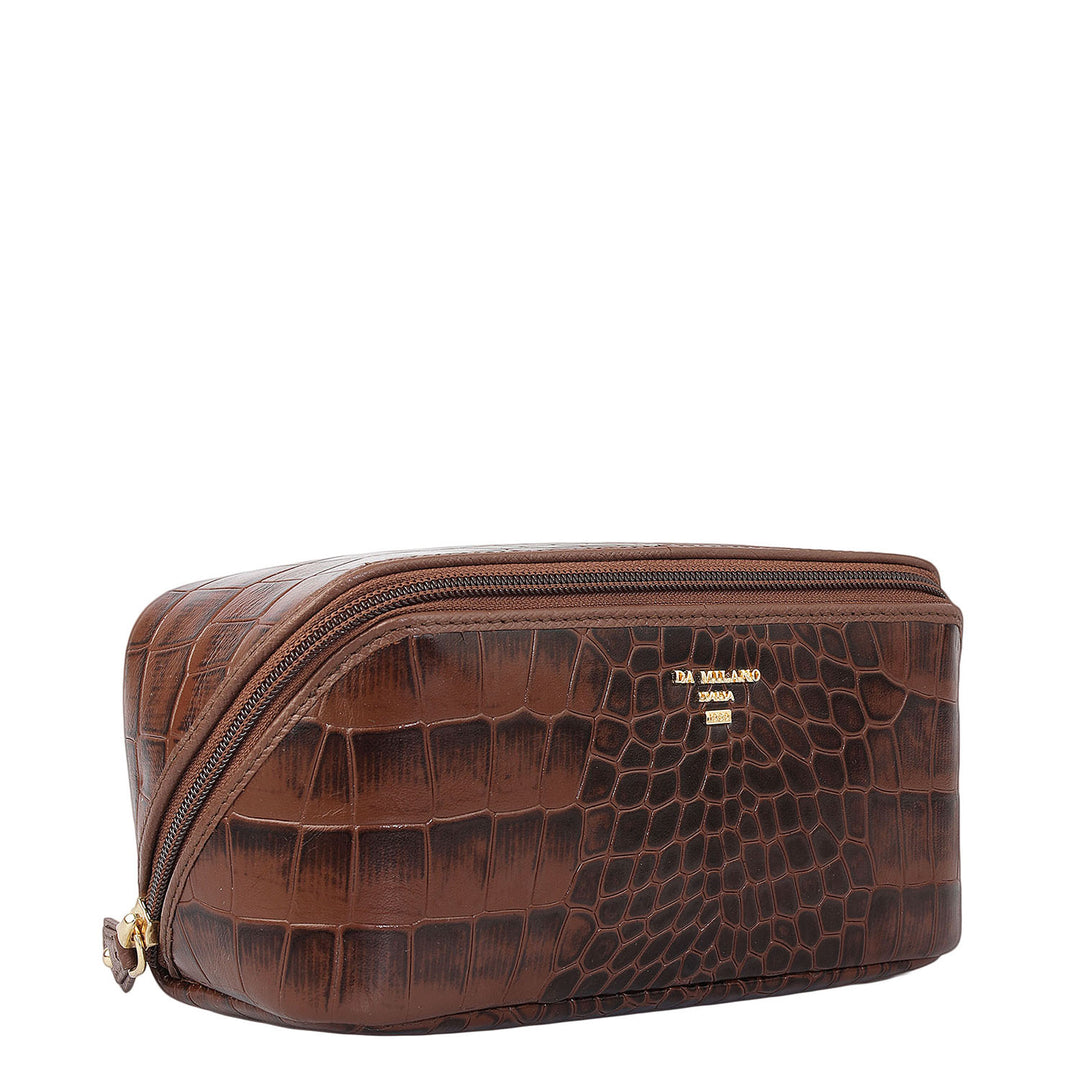 Croco Leather Vanity Pouch - Date
