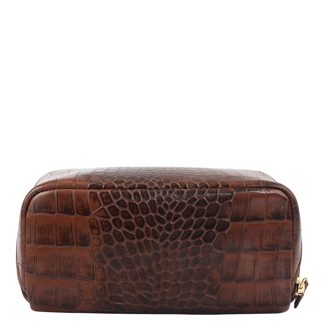 Croco Leather Vanity Pouch - Date