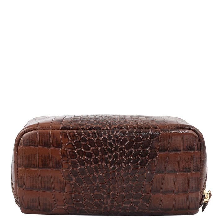 Croco Leather Vanity Pouch - Date