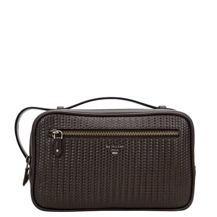 Mat-Weave Vanity Pouch - Brown