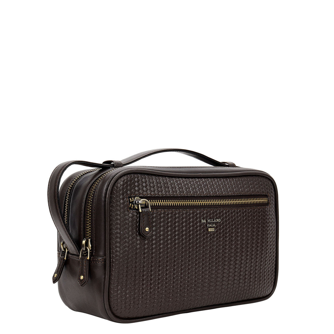 Mat-Weave Vanity Pouch - Brown