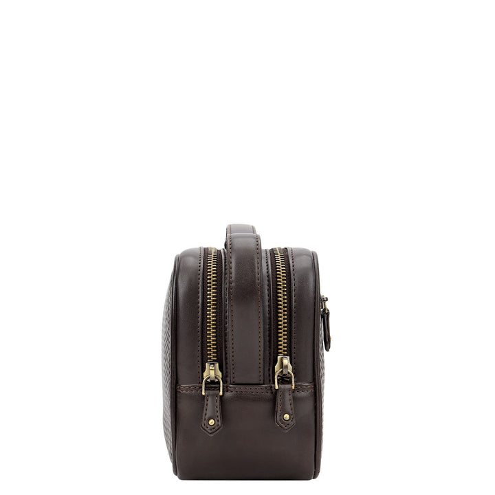 Mat-Weave Vanity Pouch - Brown