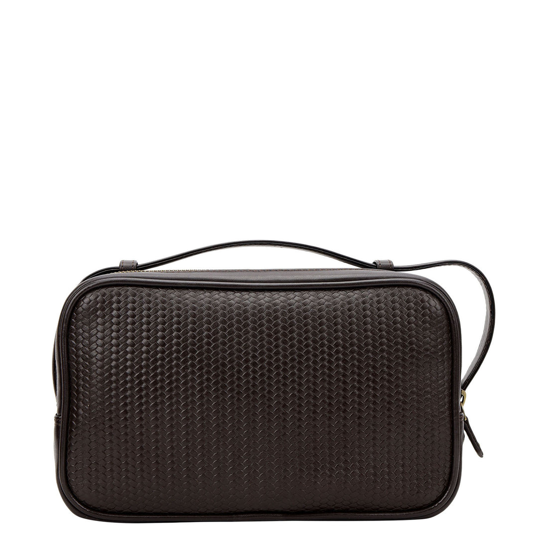Mat-Weave Vanity Pouch - Brown