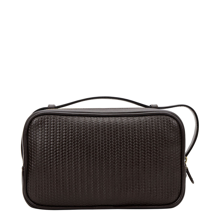 Mat-Weave Vanity Pouch - Brown