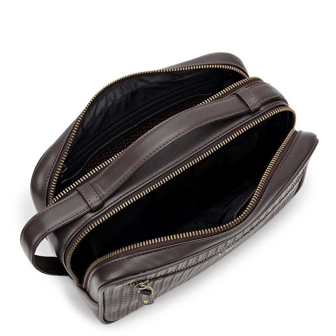Mat-Weave Vanity Pouch - Brown