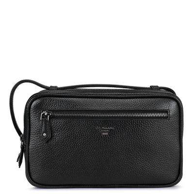 Wax Leather Vanity Pouch - Black