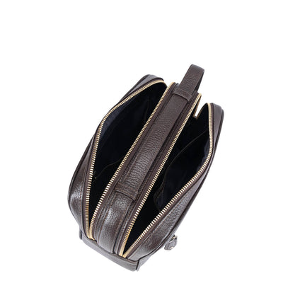 Wax Leather Vanity Pouch - Chocolate