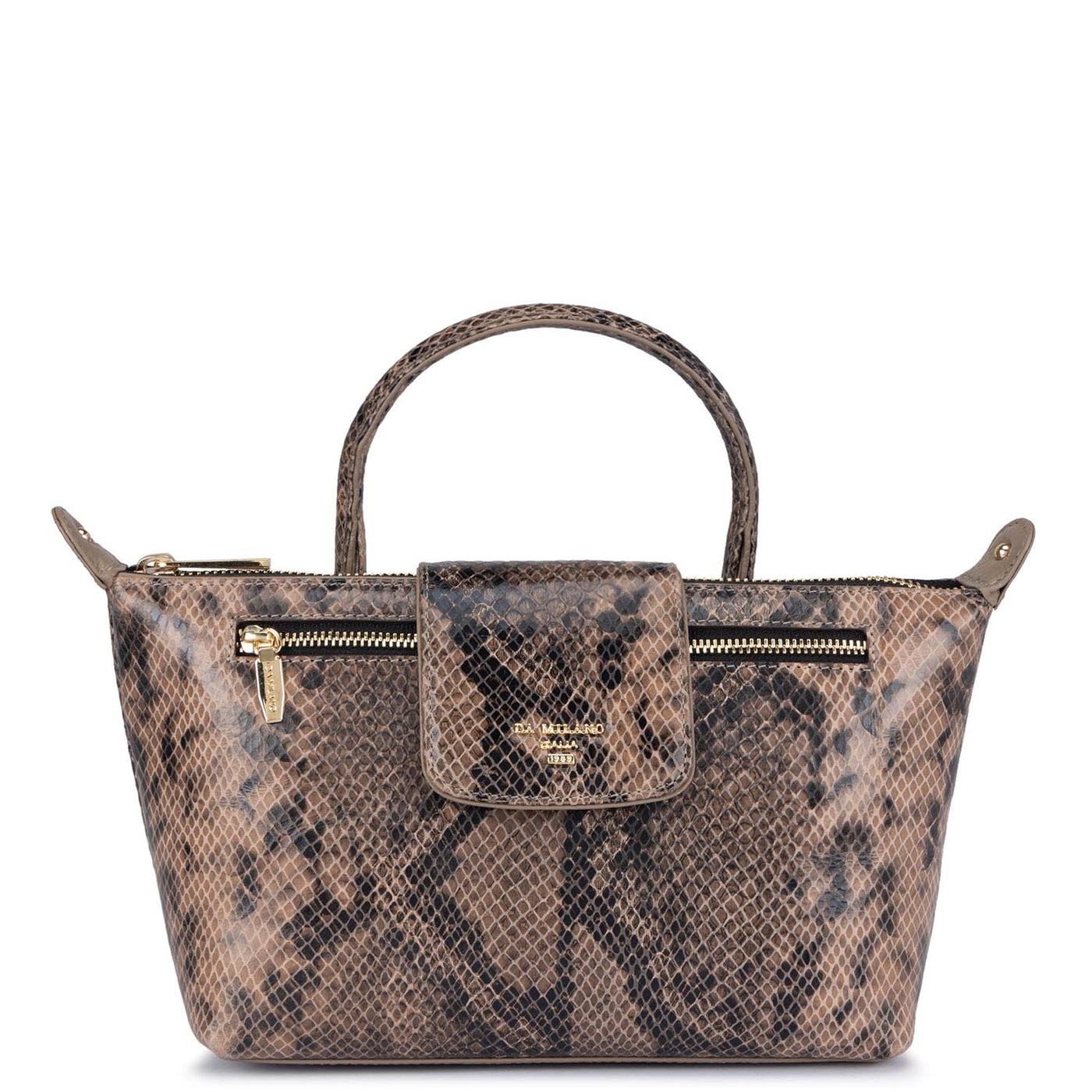 Snake Leather Vanity Pouch - Taupe