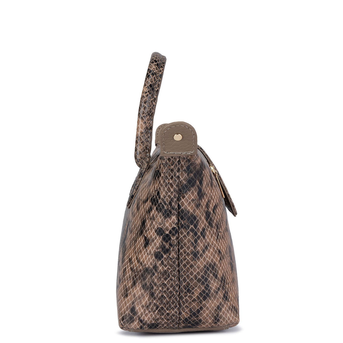 Snake Leather Vanity Pouch - Taupe