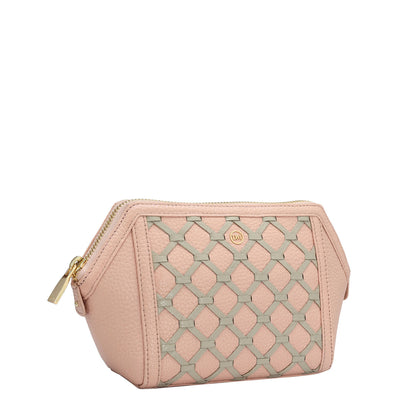 Wax Leather Vanity Pouch - Baby Pink