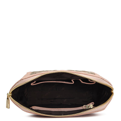 Wax Leather Vanity Pouch - Baby Pink