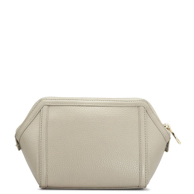 Wax Leather Vanity Pouch - Khaki