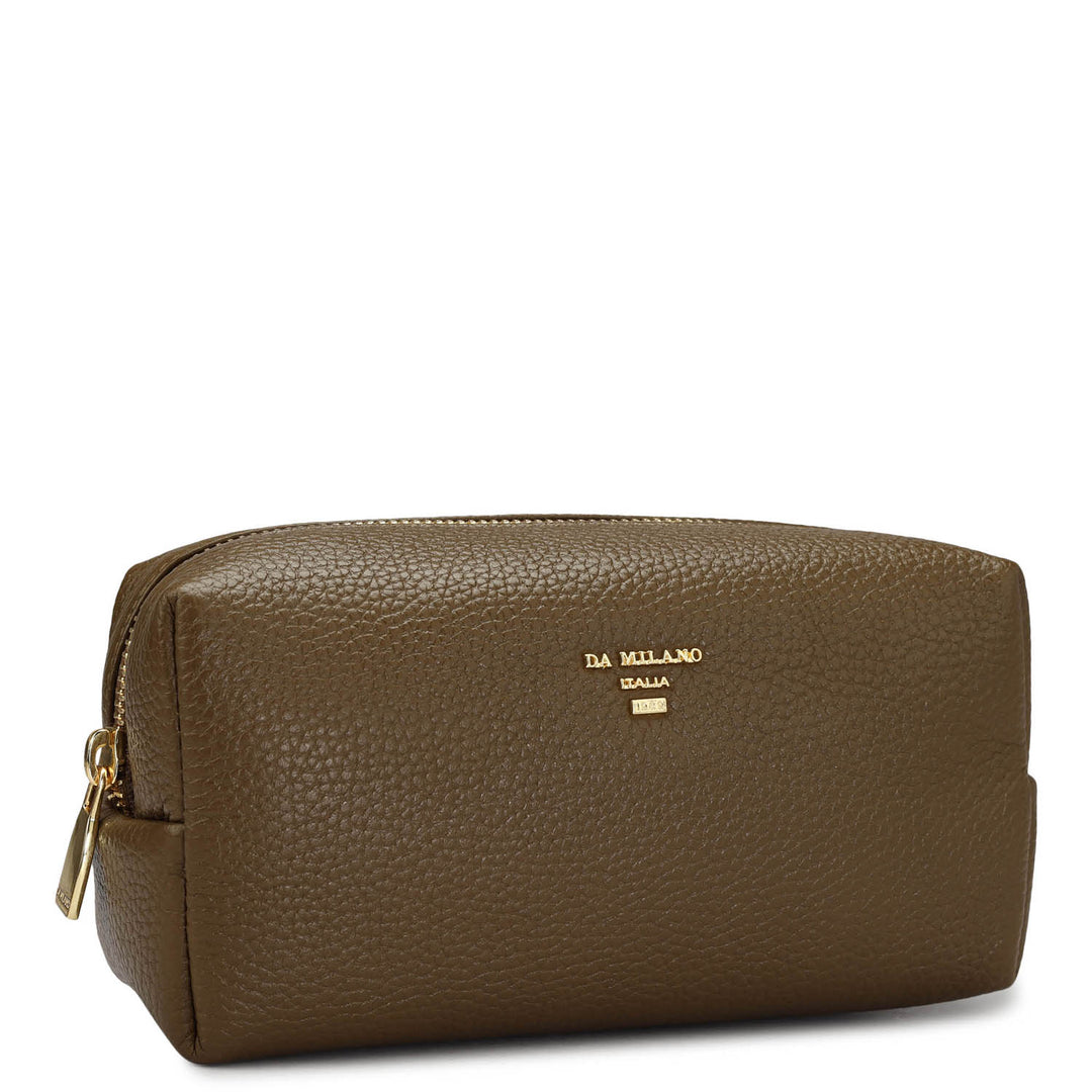 Wax Leather Vanity Pouch - Moss