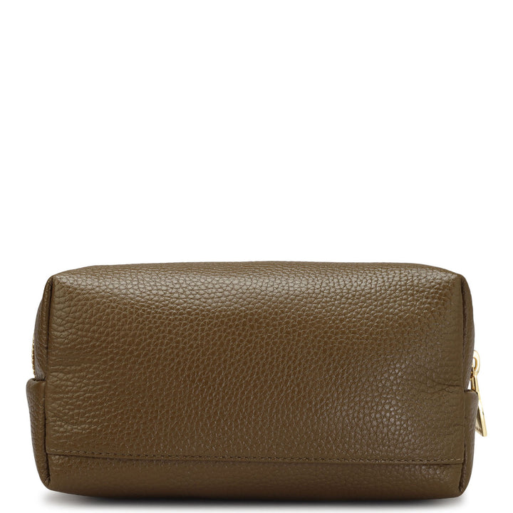 Wax Leather Vanity Pouch - Moss