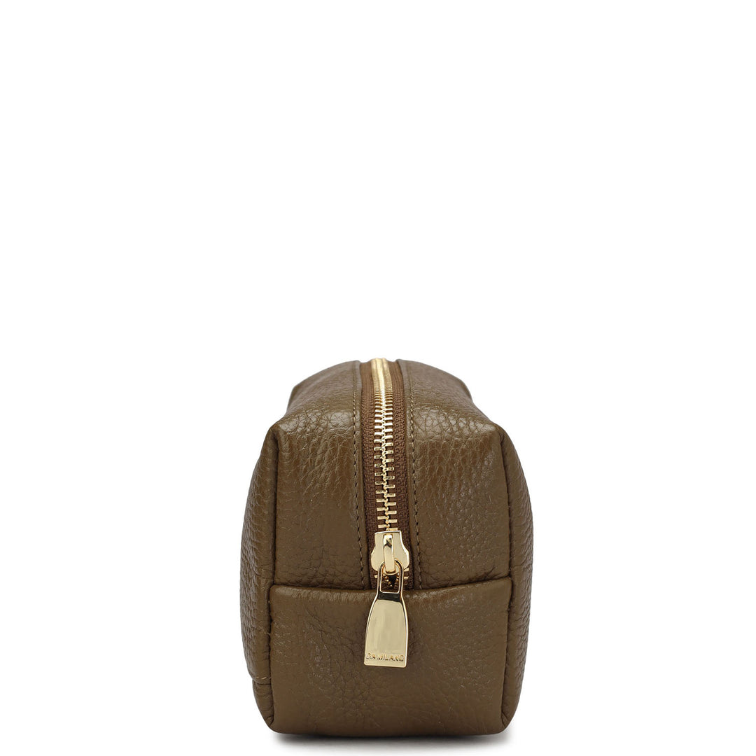 Wax Leather Vanity Pouch - Moss